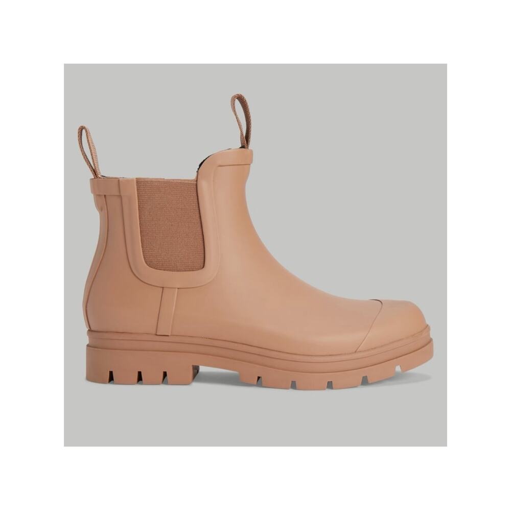 Everlane Rain Boot Tawny Brown Tan Lug Sole Chelsea Boot Size 9 NWOB Chic - Picture 2 of 8
